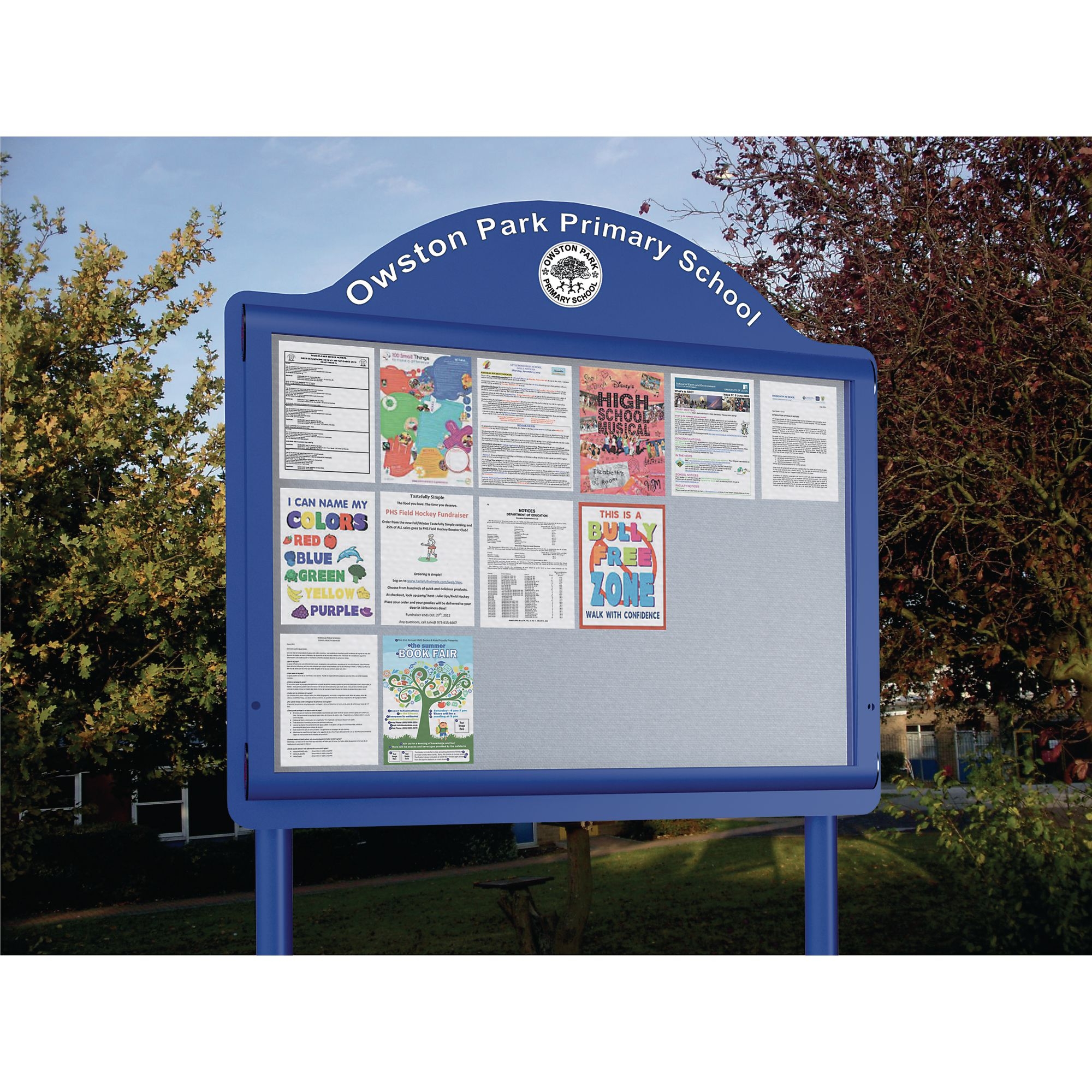 Weathershield Freestanding Contour Signage with Surface Mountings Post Landscape110wX140h Green/Blue-8XA4L